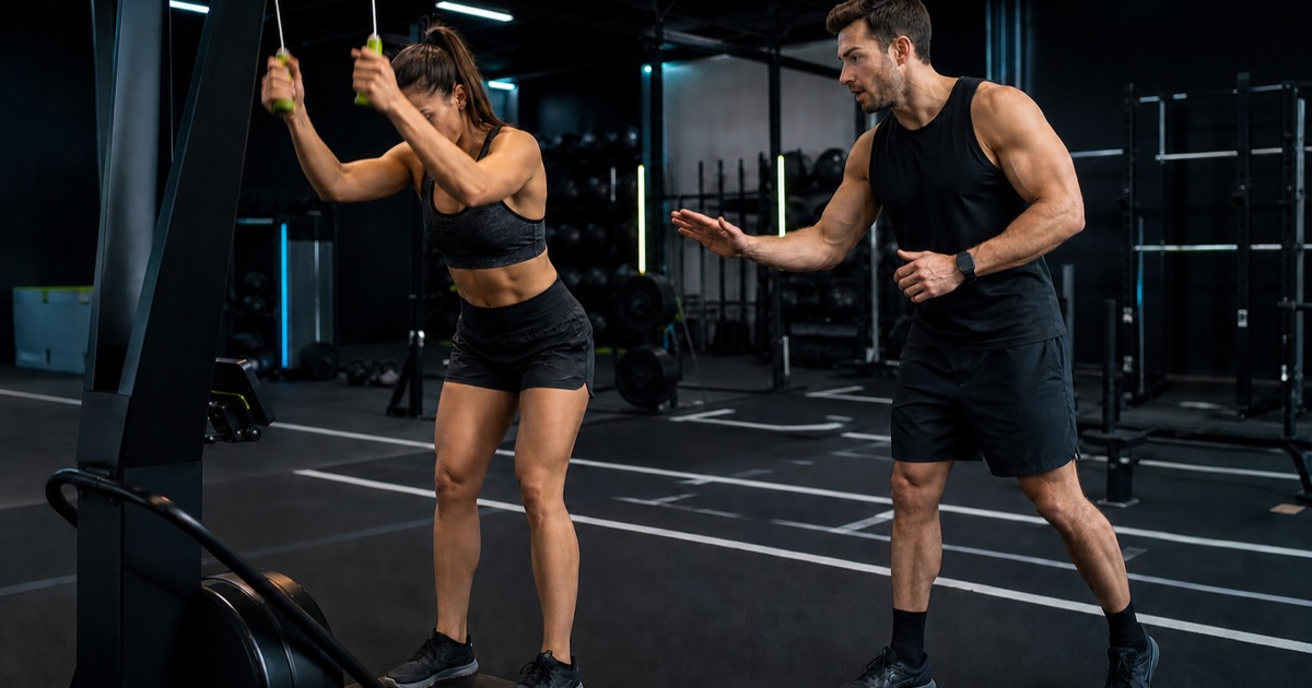 Two hybrid athletes rehearsing a controlled station handoff