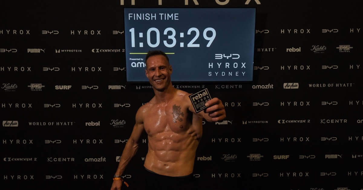 Tyson Schubert after finishing HYROX Sydney in 1 hour 3 minutes 29 seconds